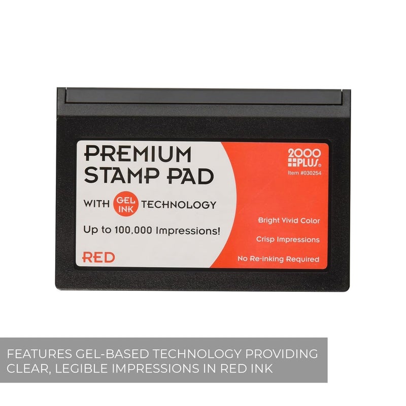 2000 بلس 2000 PLUS Stamp Pad وسادة ختم جل ممتازة للحبر الأحمر مقاس رقم 1 طويل الأمد 2.75 × 4.25 (030254) - Image 3